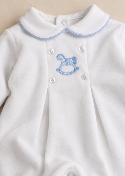 Rocking Horse Velour Sleepsuit