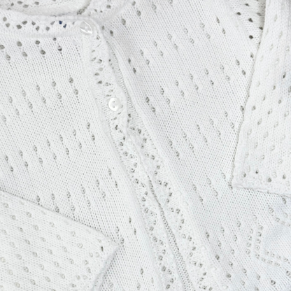 Scalloped White Knit Cardigan