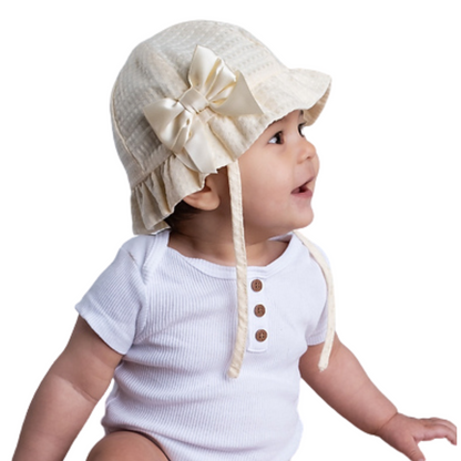 Waffle Bonnet with Satin Bow