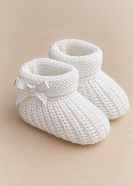 White Bow Booties