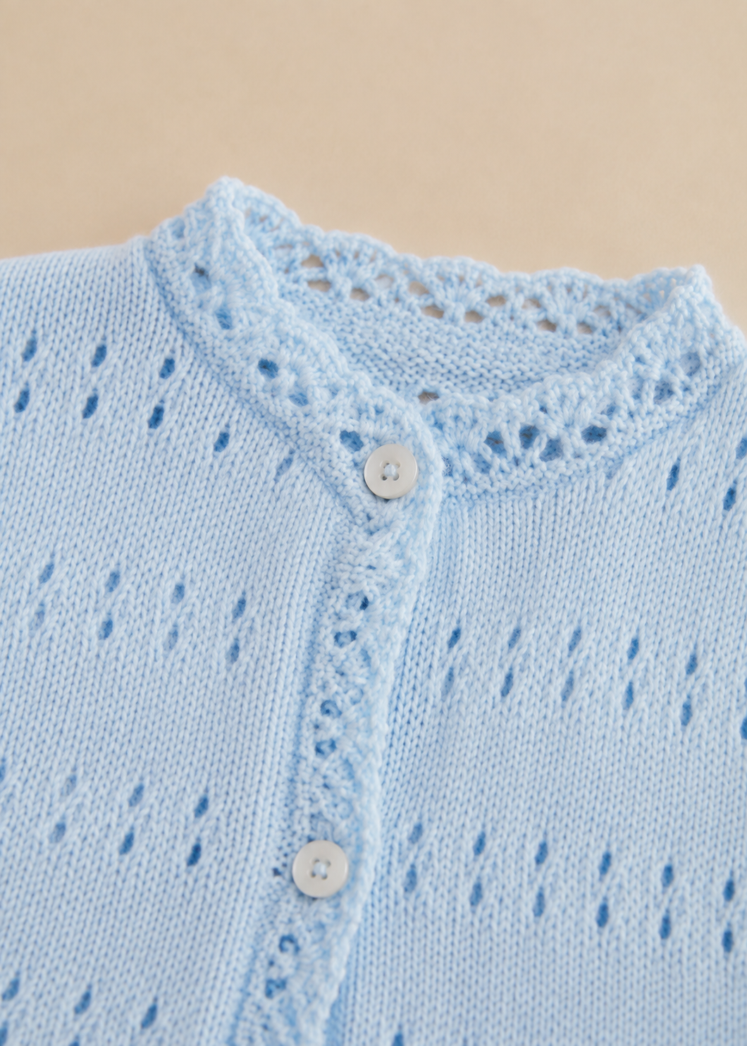 Scalloped Blue Knit Cardigan