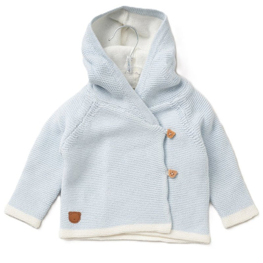 Blue Double Wrap Knit Cardigan