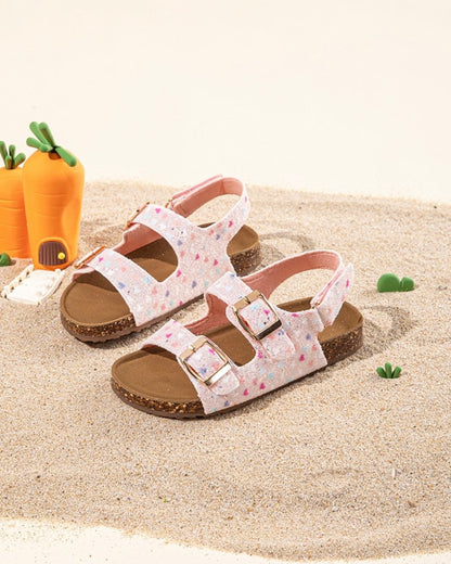 Lovely Glitter Footbed Buckle Sandals