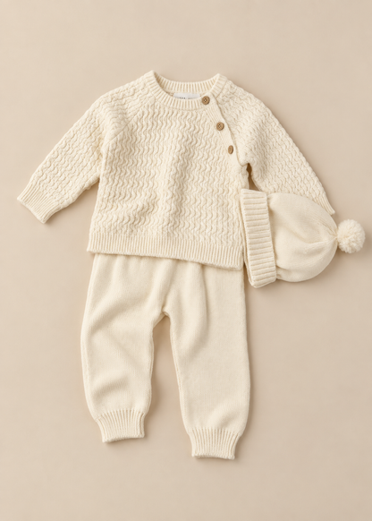 Ivory Knit Hat Top & Trousers