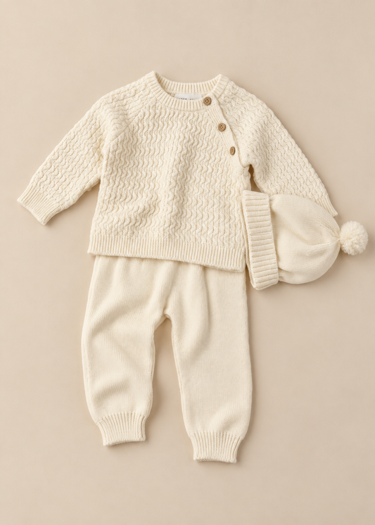 Ivory Knit Hat Top & Trousers