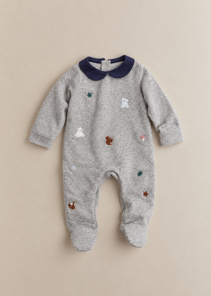 Winter Day Out Velour Sleep-suit