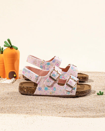 Lovely Glitter Footbed Buckle Sandals