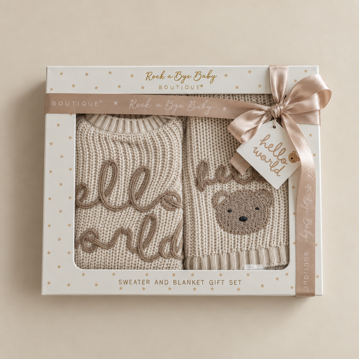 Hello World Teddy Sweater & Blanket Set
