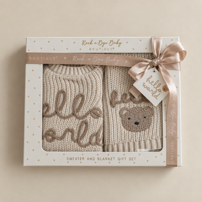 Hello World Teddy Sweater & Blanket Set