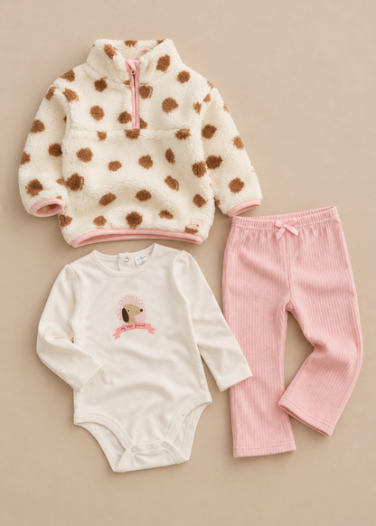Puppy Dots Fleece Outfit Set