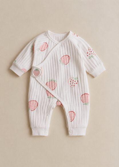 The Strawberry Boucle Wrap Baby Grow Romper