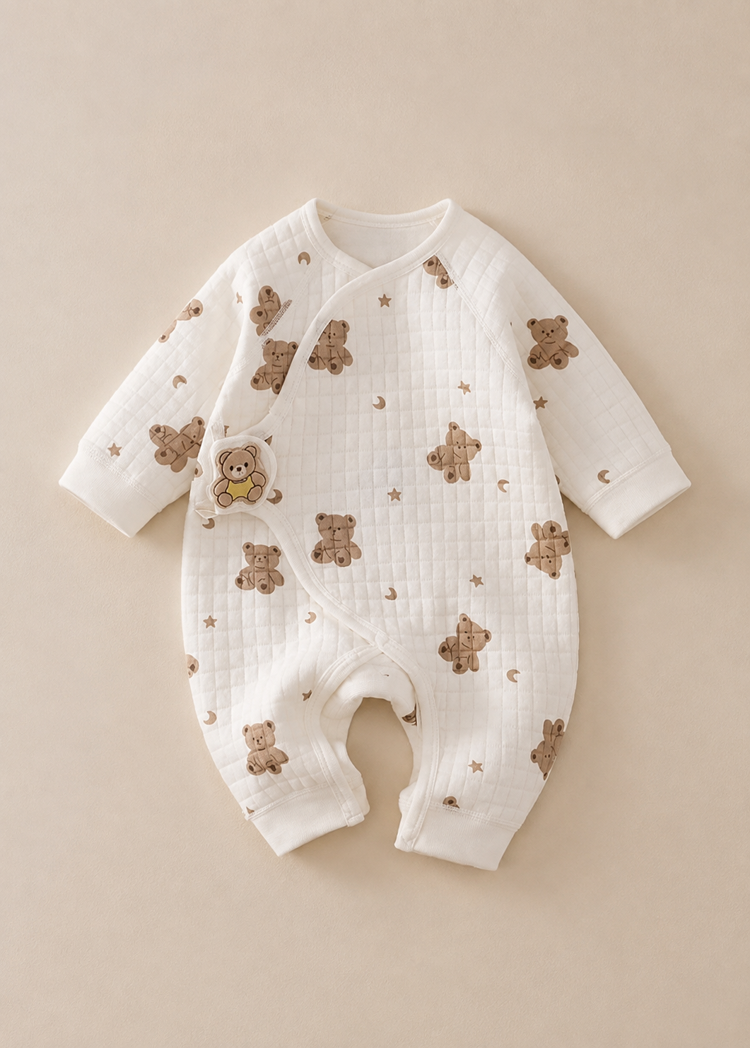 The Happy Bear Boucle Wrap Baby Grow Romper