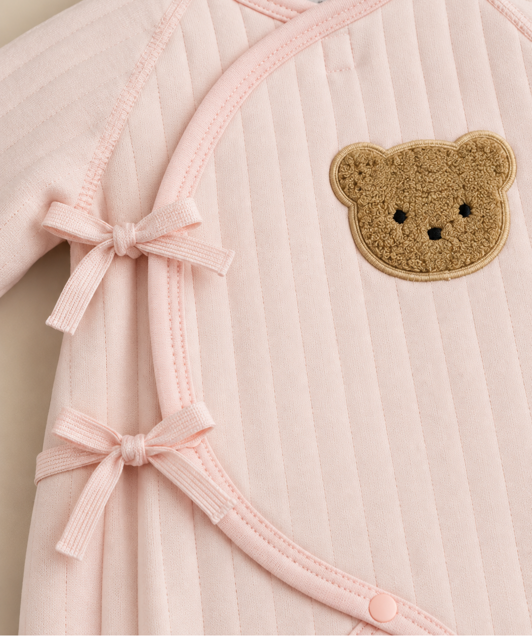 The Pink Teddy Bear Boucle Wrap Baby Grow Romper