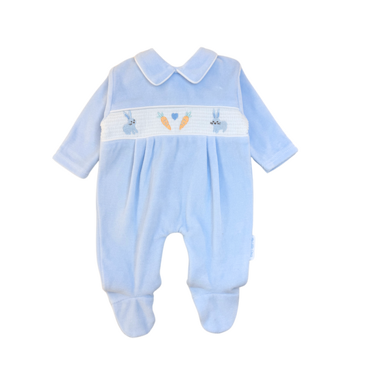Bunnies & Carrots Velour Sleepsuit