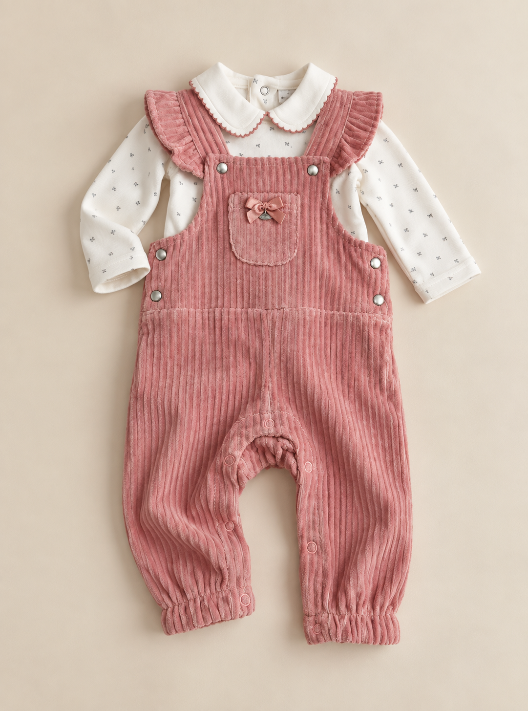 Sparks Ribbed Velour Dungaree Set