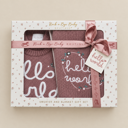 Hello World Floral Sweater & Blanket Set