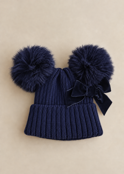 Pom Pom Bow Hat