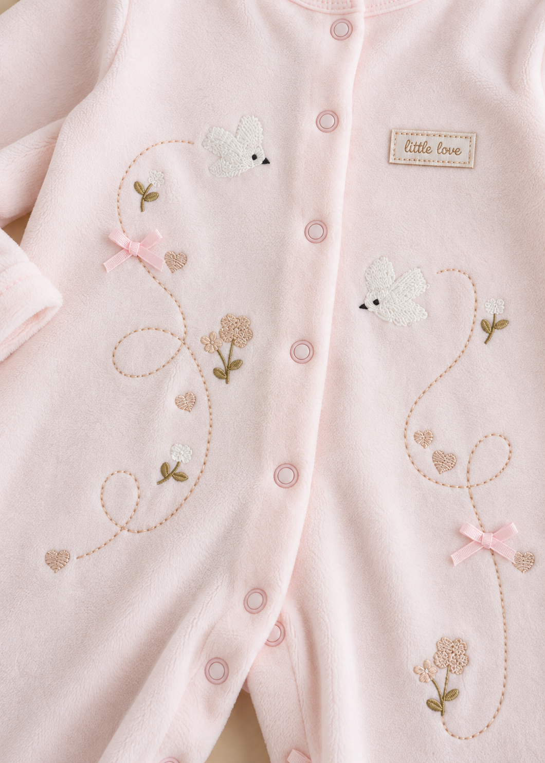 Bird Garden Velour Sleep-suit