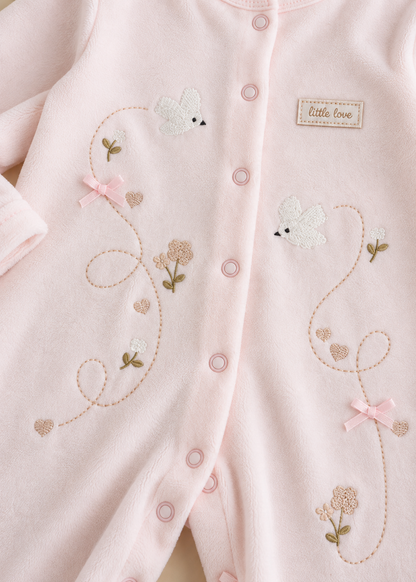 Bird Garden Velour Sleep-suit