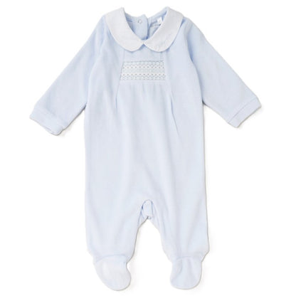 Little One Smocked Velour Sleepsuit