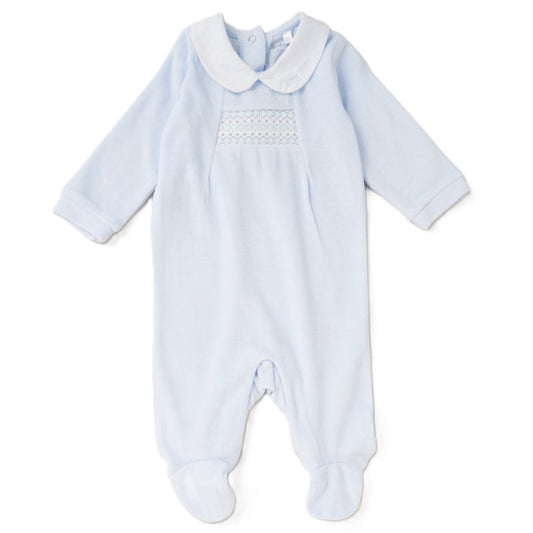 Little One Smocked Velour Sleepsuit