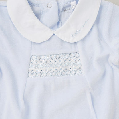 Little One Smocked Velour Sleepsuit