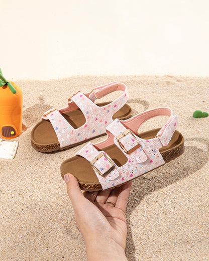 Lovely Glitter Footbed Buckle Sandals
