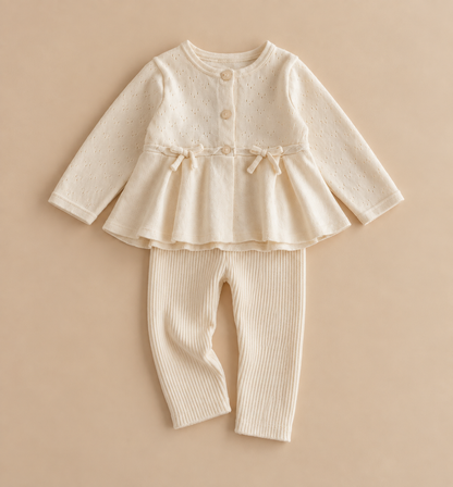 Knit Bow Top & Trousers Set