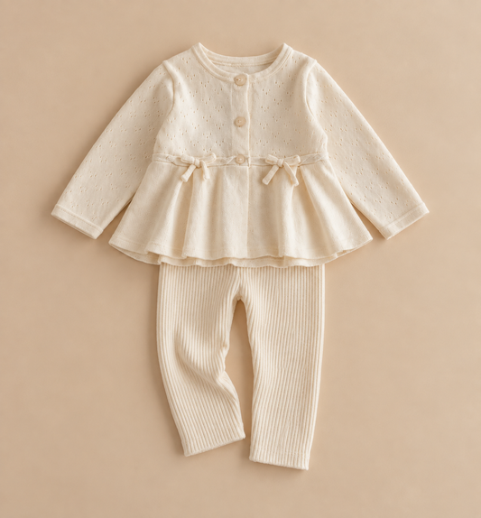 Knit Bow Top & Trousers Set