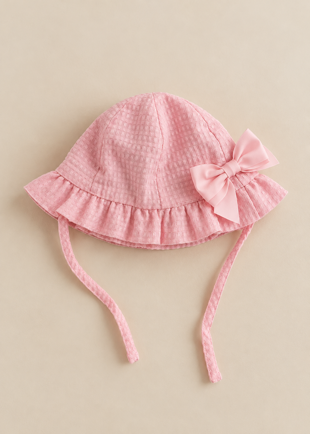 Waffle Bonnet with Satin Bow