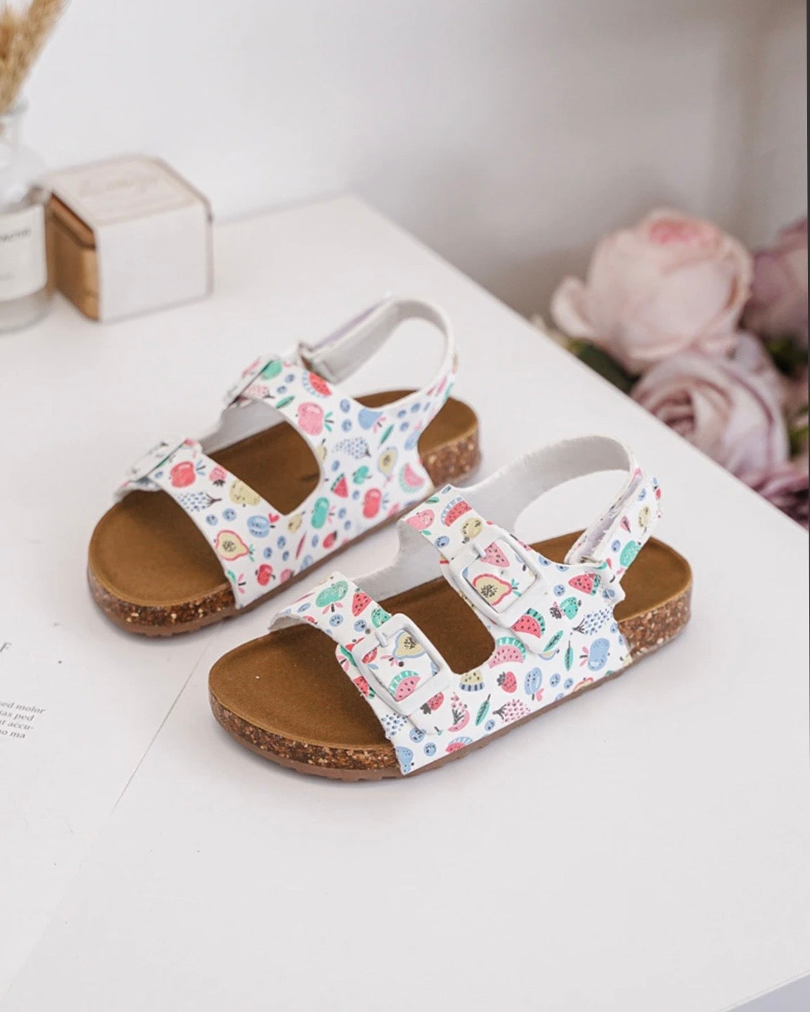 Fruit Footbed Buckle Sandals