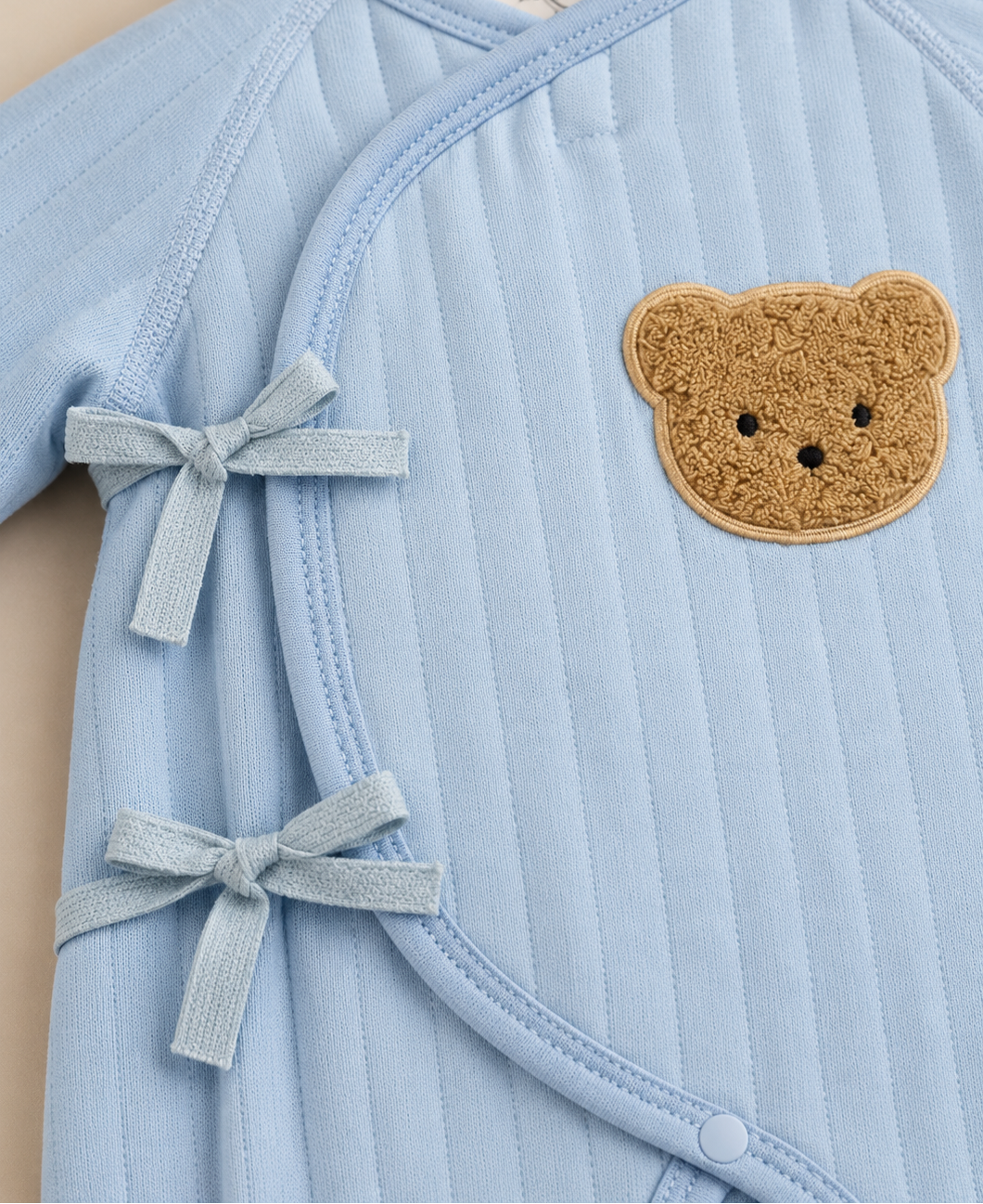 The Blue Teddy Bear Boucle Wrap Baby Grow Romper