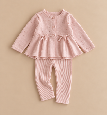 Knit Bow Top & Trousers Set