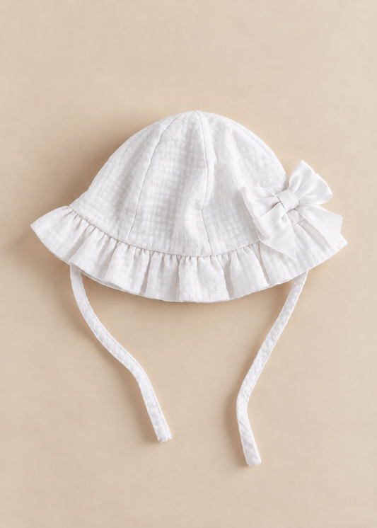Waffle Bonnet with Satin Bow