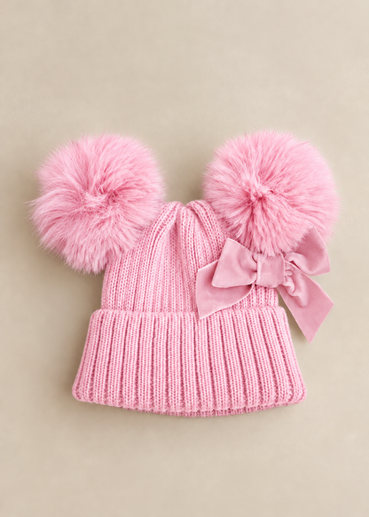 Pom Pom Bow Hat