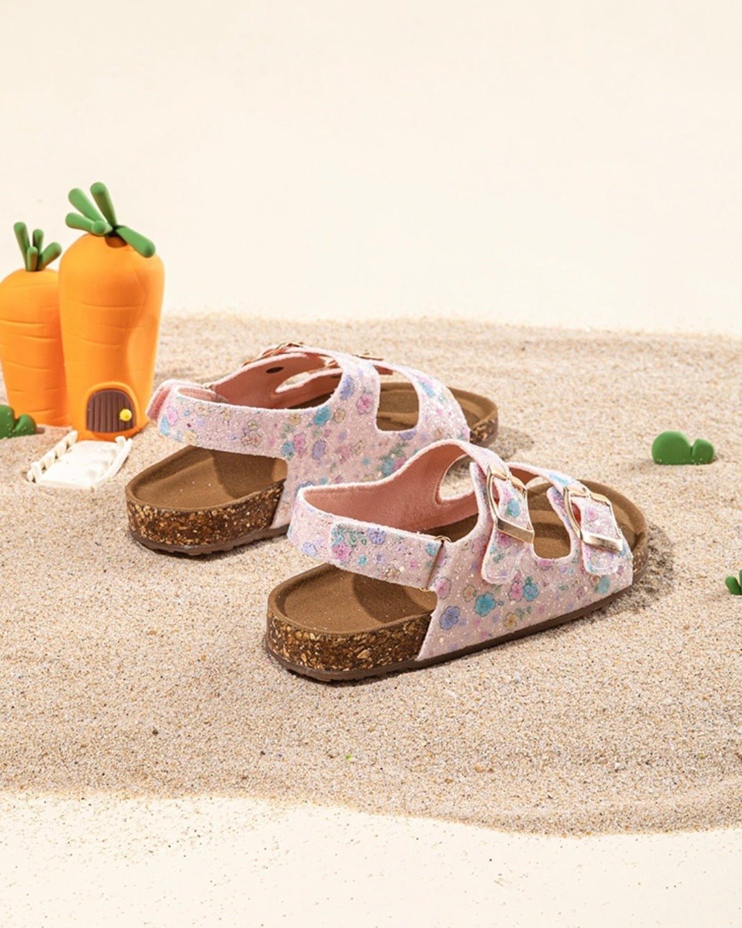Lovely Glitter Footbed Buckle Sandals