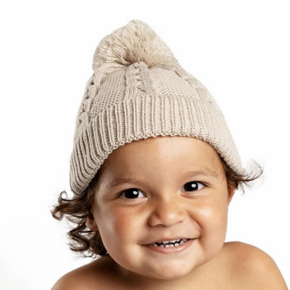 Pom Pom Cable Knit Hat