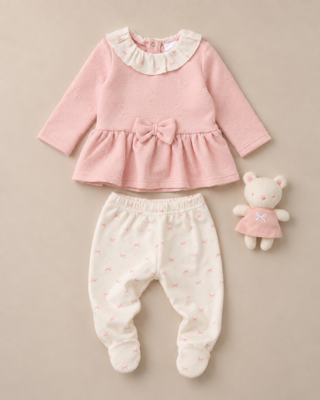 Bow Snow Bear Quilted Set