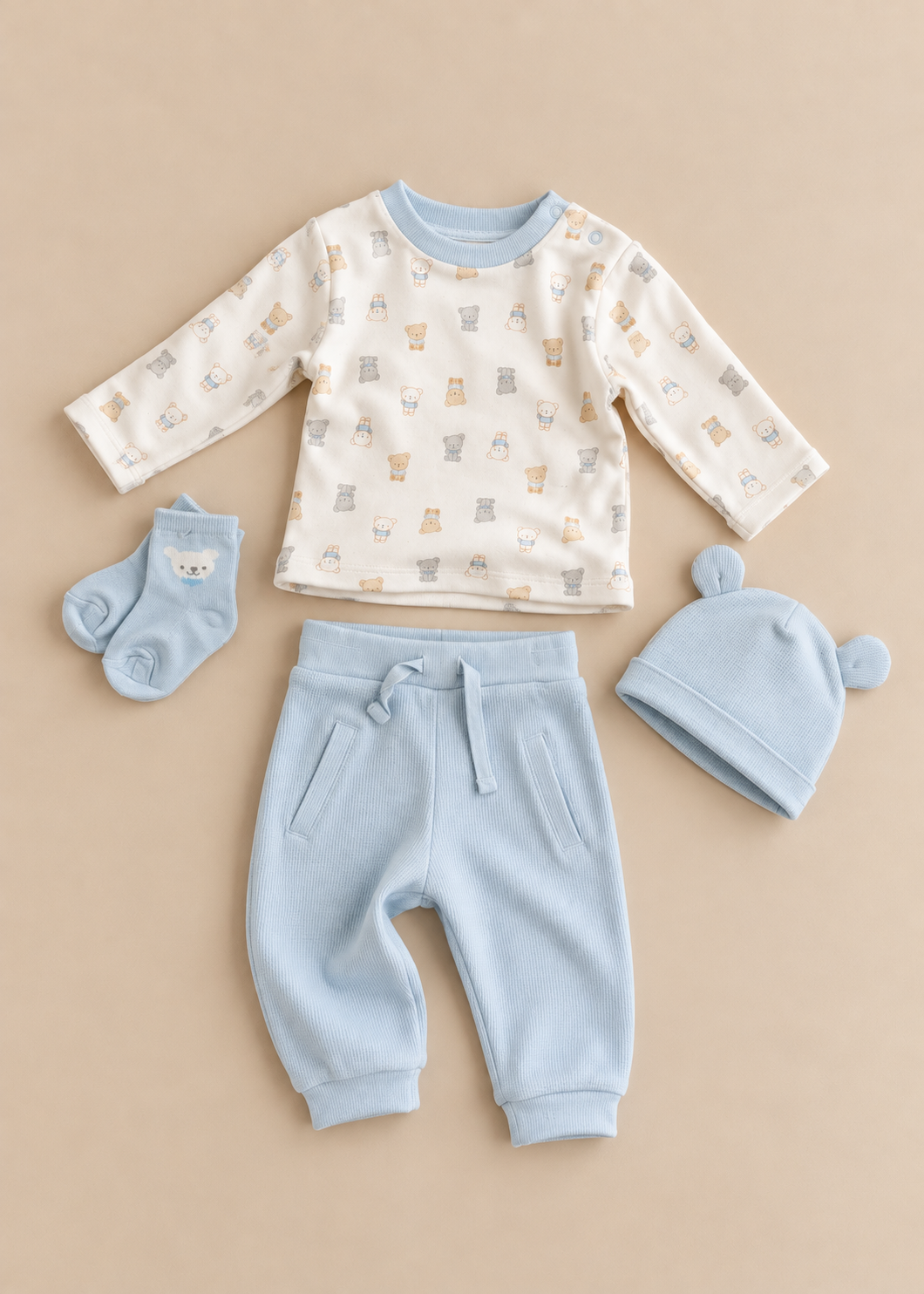 Waffle Teddy Bear 4PC Set
