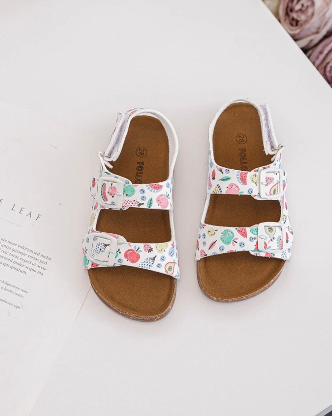 Fruit Footbed Buckle Sandals