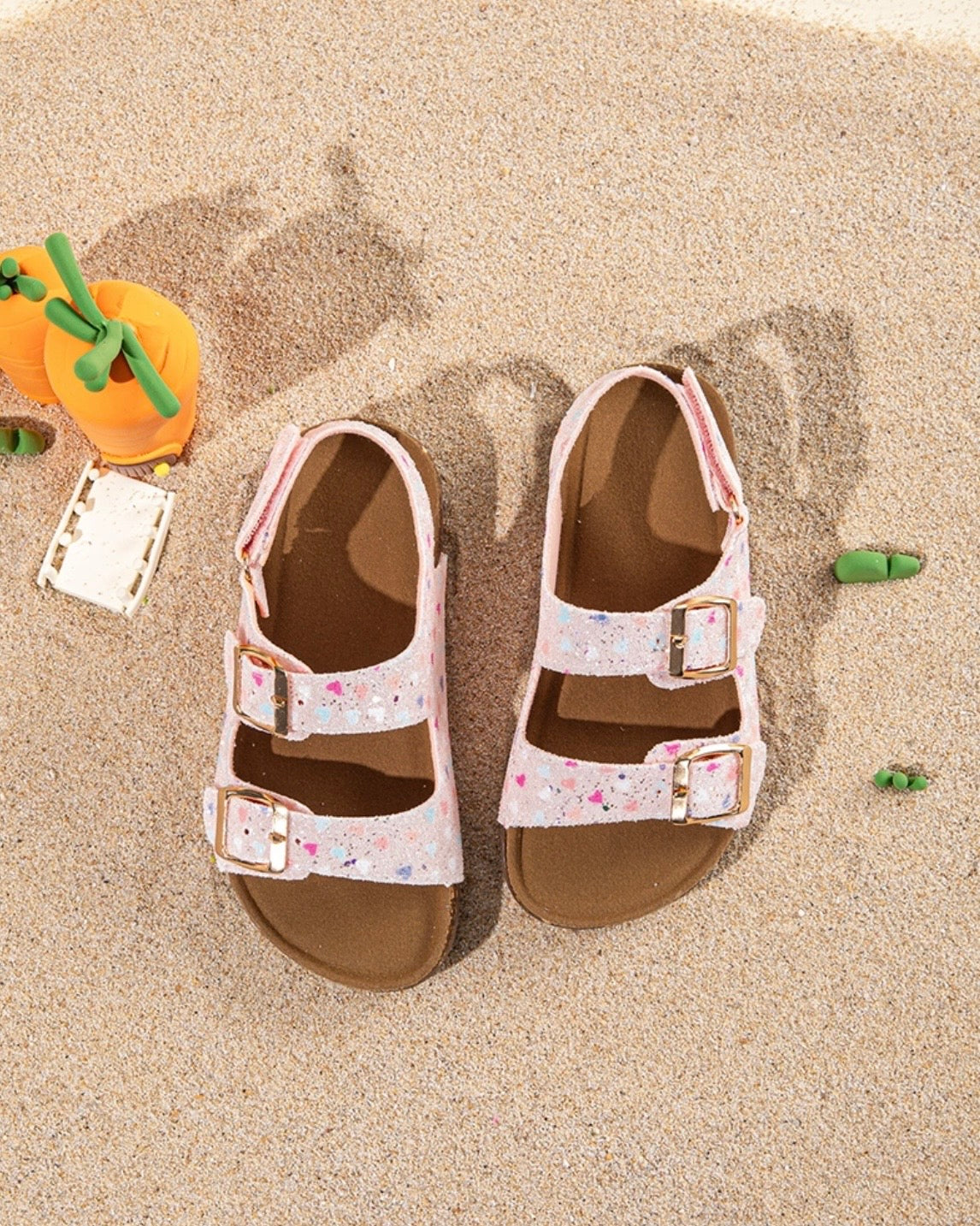 Lovely Glitter Footbed Buckle Sandals