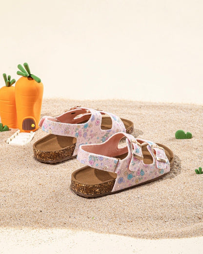 Flower Glitter Footbed Buckle Sandals