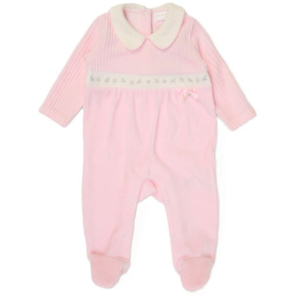 Baby Girl Ribbed Velour Sleepsuit