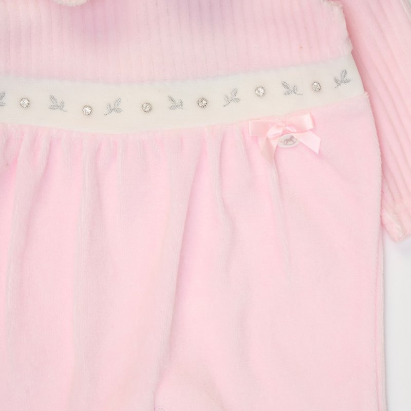 Baby Girl Ribbed Velour Sleepsuit