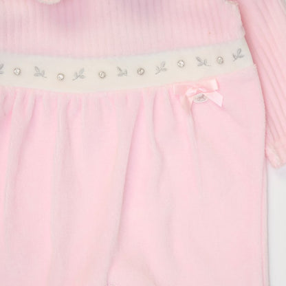 Baby Girl Ribbed Velour Sleepsuit
