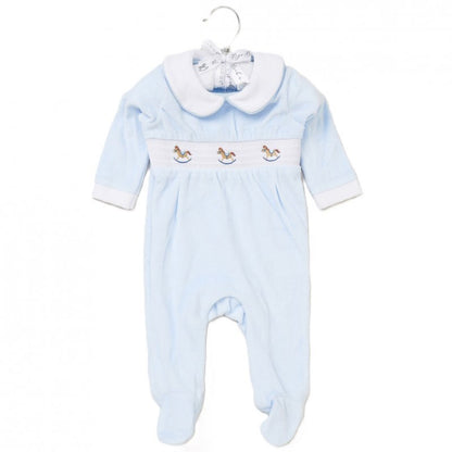 Rocking Horses Velour Sleepsuit