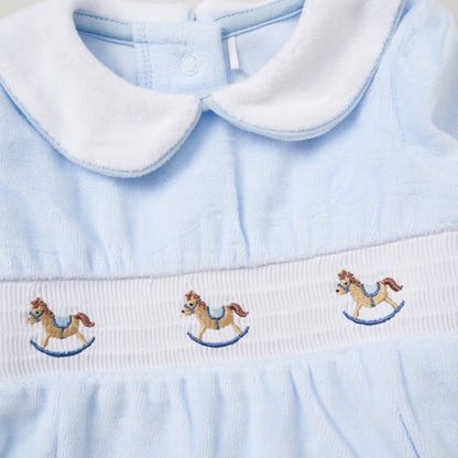 Rocking Horses Velour Sleepsuit