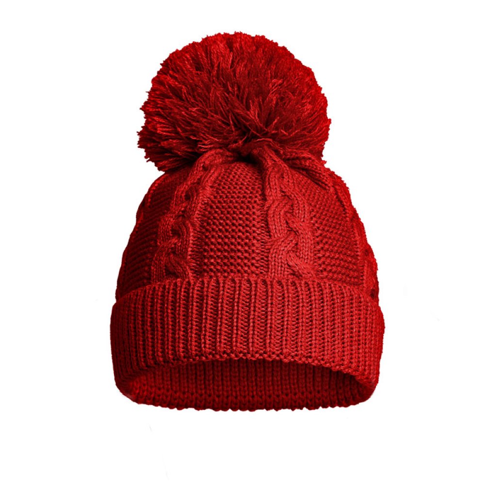 Pom Pom Cable Knit Hat