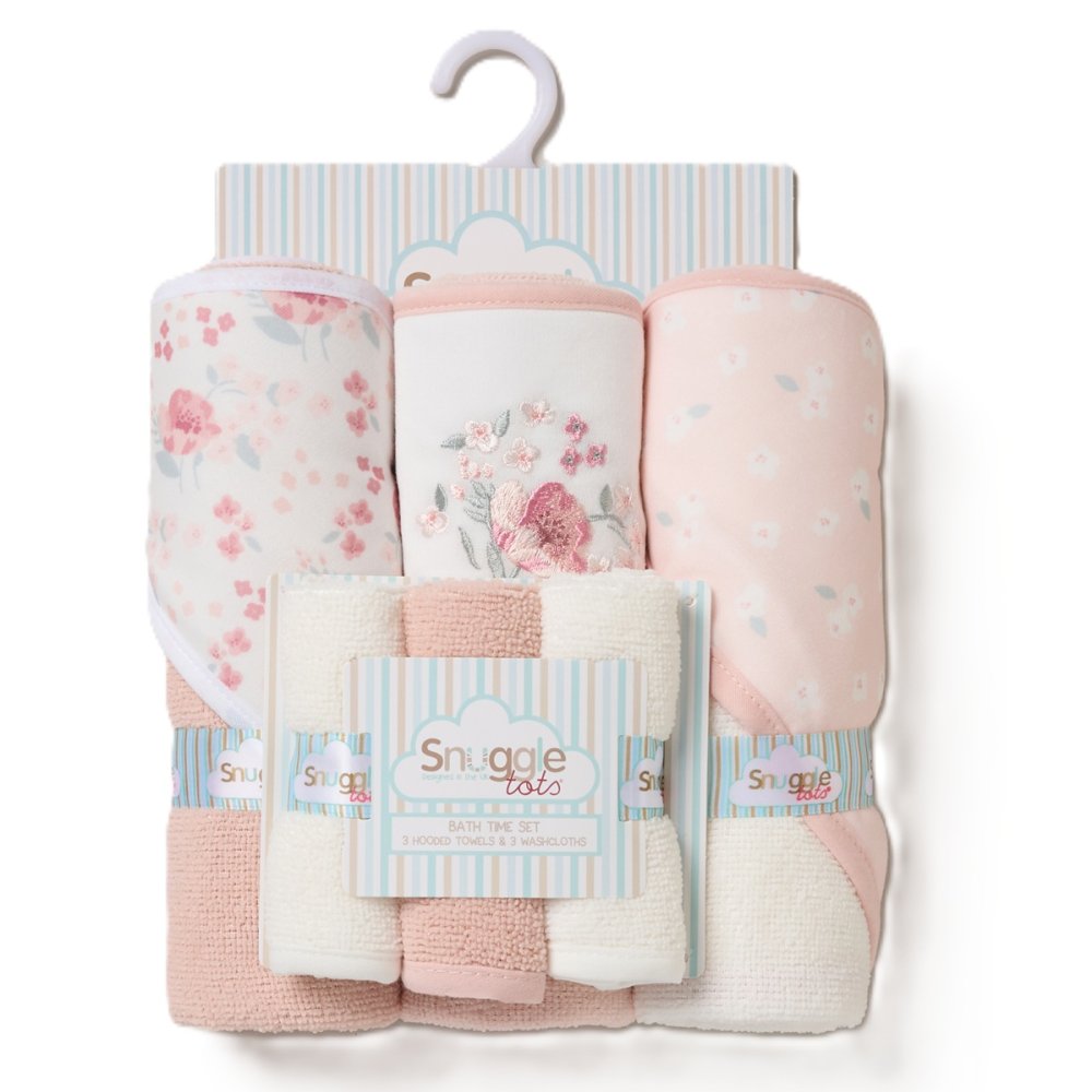 Roses Hooded Towels & Washcloths Set
