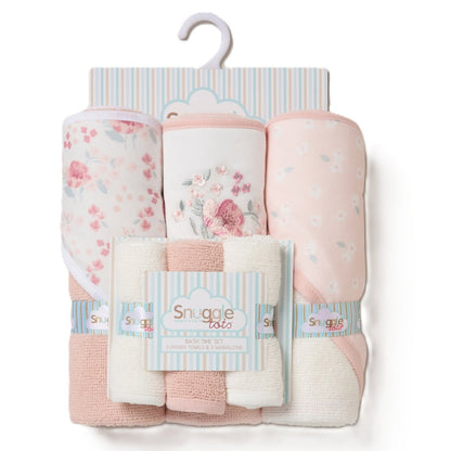 Roses Hooded Towels & Washcloths Set